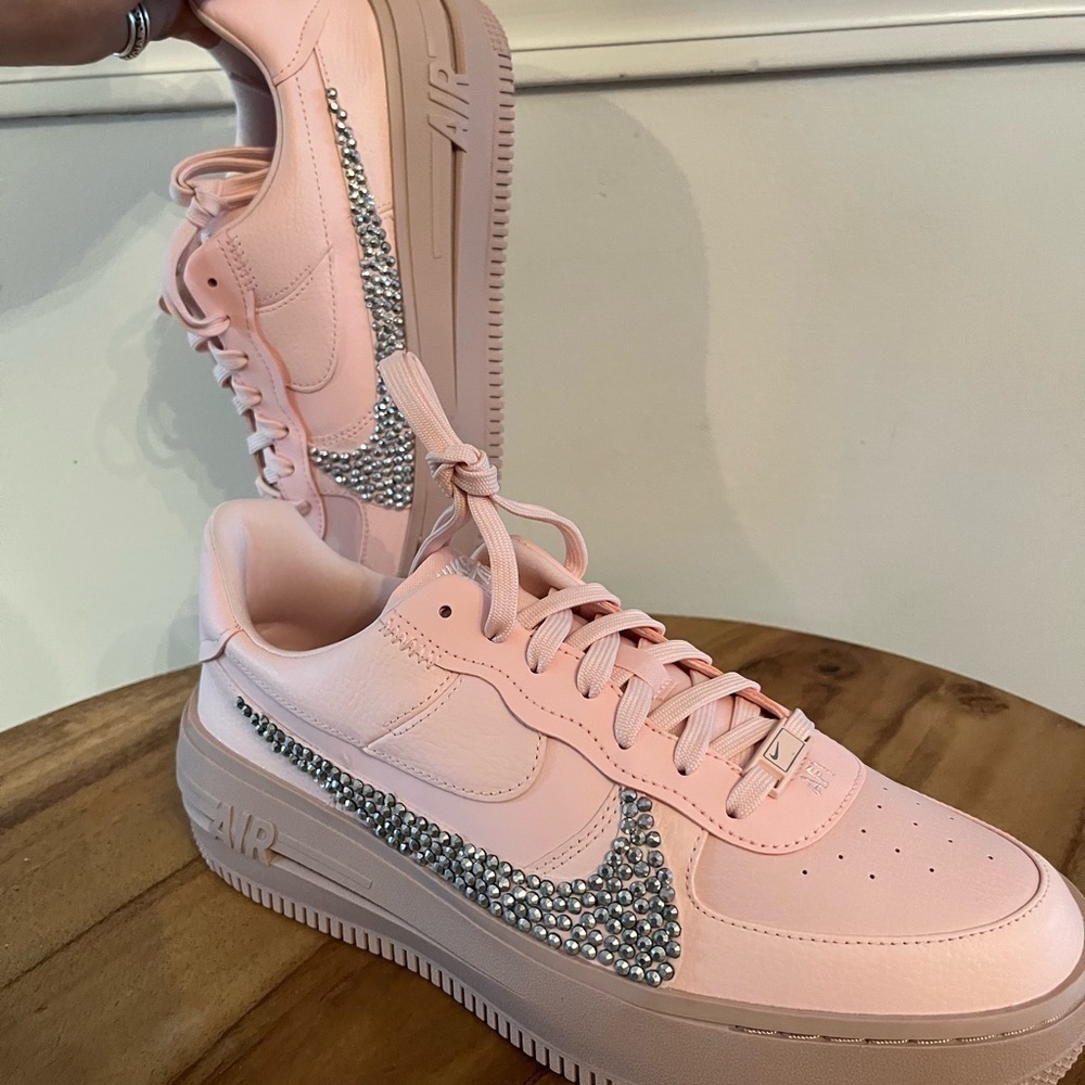 Custom jeweled Nike Air Force Baby Pink